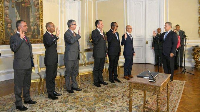 Acto de posesión de Fabio Ospitia Garzón, Hugo Quintero Bernate, Gerson Chaverra Castro, Omar Ángel Mejía, Luis Benedicto Herrera e Iván Mauricio Lenis.
